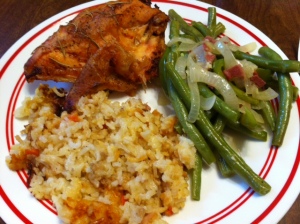 Chicken n rice with best ever green beans